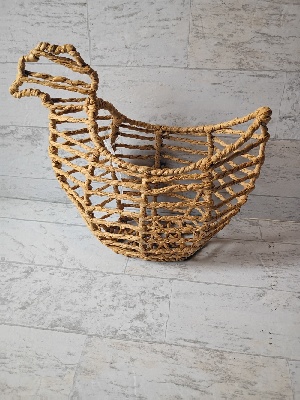 Natural Woven Chicken-Shaped Basket - Unbranded Farmhouse Core